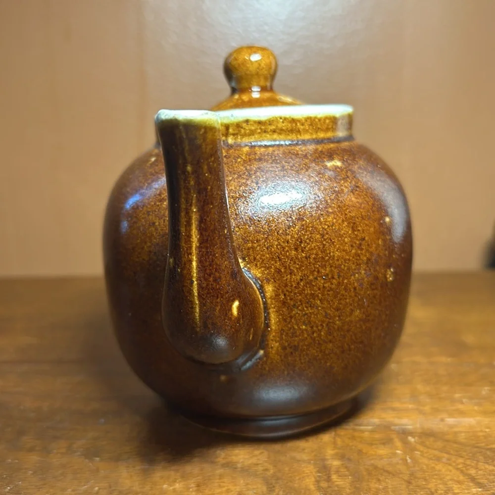 Antique Star Stoneware  Pottery Teapot Brown Ohio